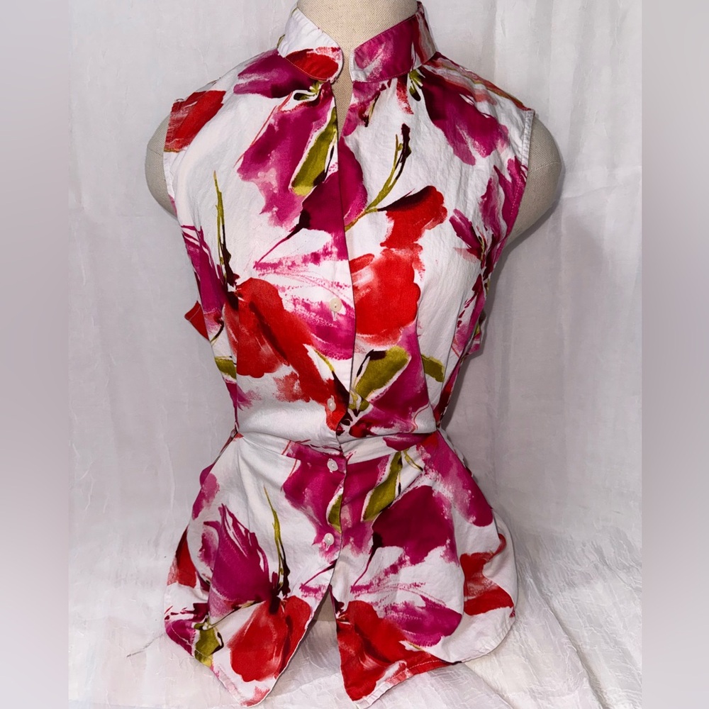 Jones New York Floral Blouse - Red, Pink, and Green